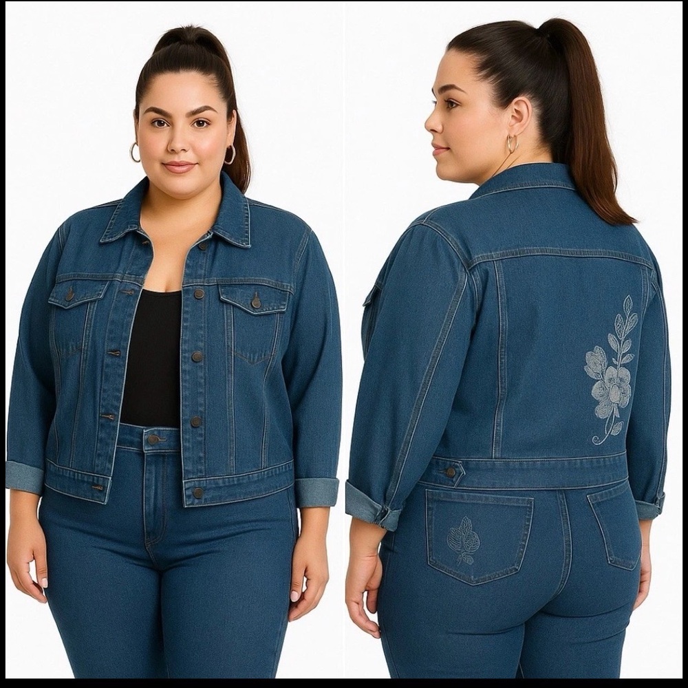 Ashley Stewart Denim Blue Jean Jacket For Great Women of Style 18W - See Photos
